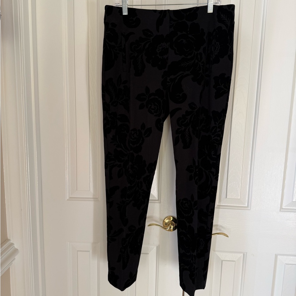 Chico's Black Floral Straight Leg Pants